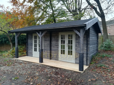 5x4 Lugarde garden cabin with reverse apex roof and front veranda_1